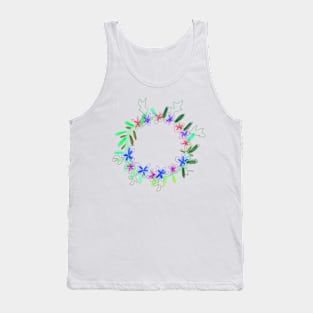 Pink red green floral leaf wreath watercolor Tank Top